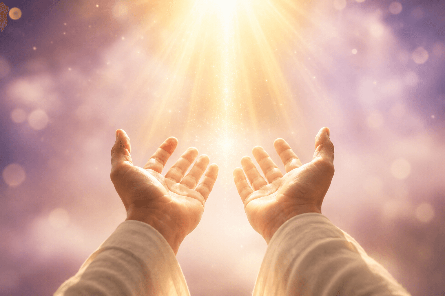 Mãos abertas recebendo luz divina — Salmo 139