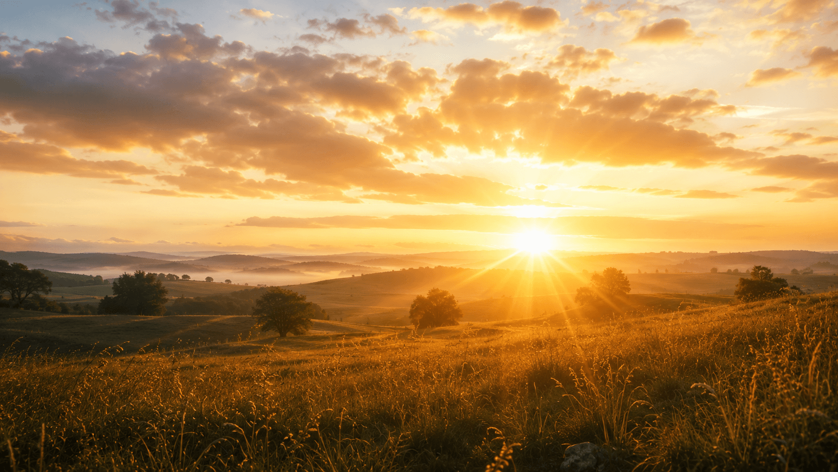 Paisagem ao amanhecer com luz dourada — Salmo 34 meditação