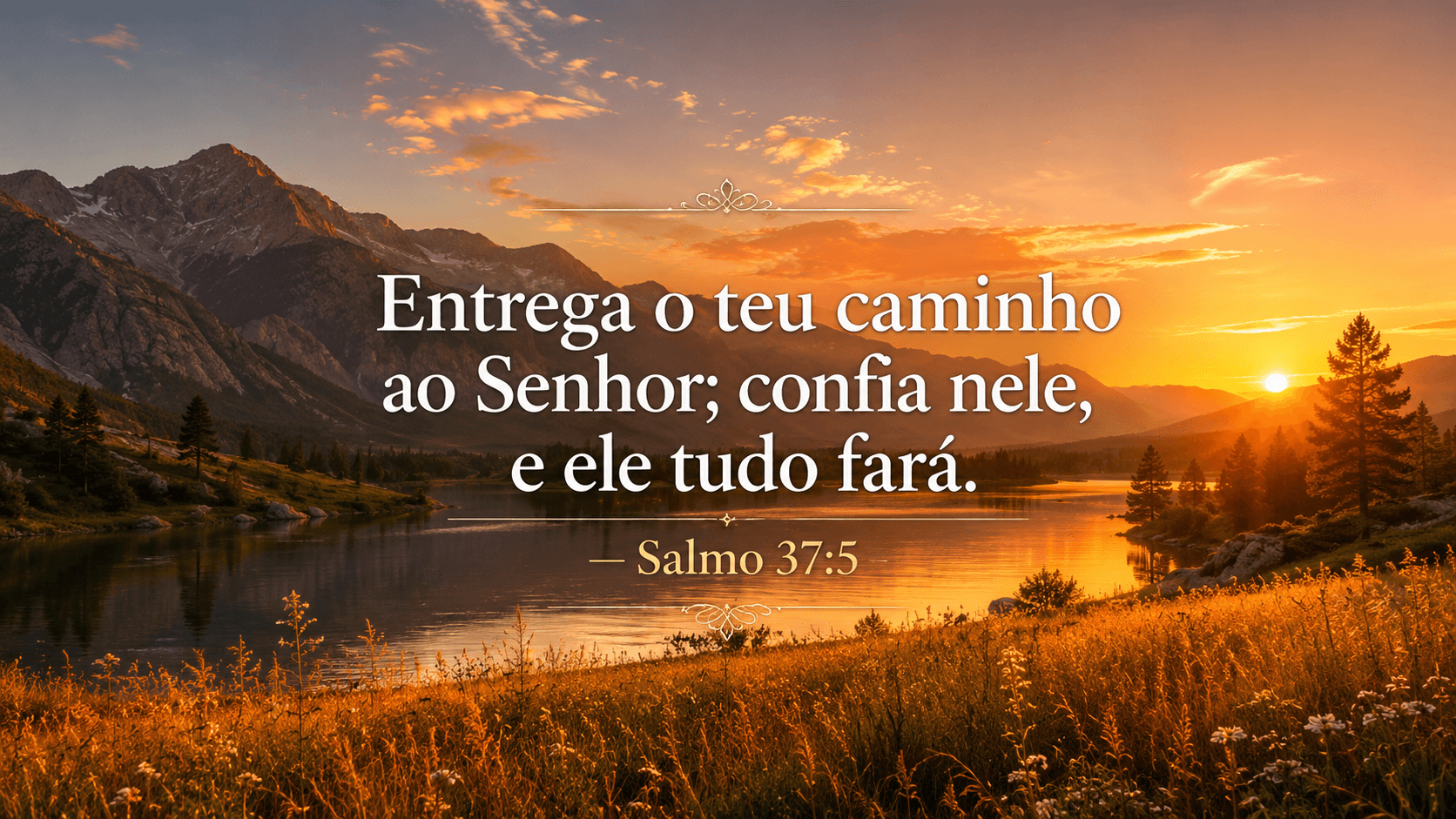 Paisagem serena ao amanhecer representando a paz do Salmo 37 — confiar no Senhor